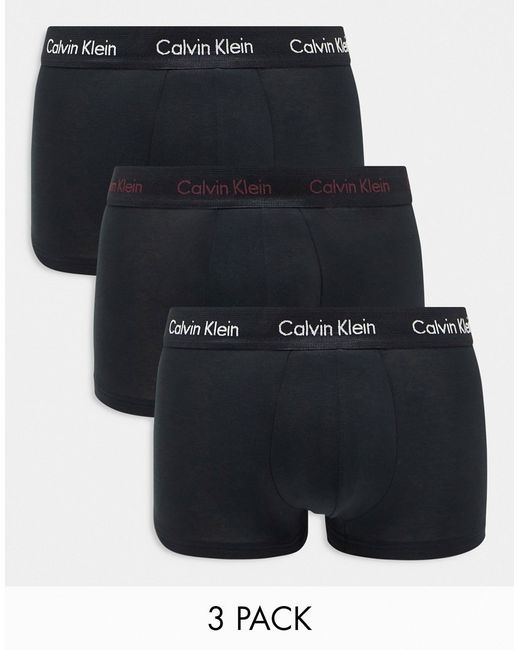 Calvin Klein 3-pack low rise trunks with contrast logo waistband