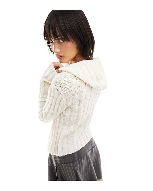 Reclaimed Vintage 90s knit hoodie sweater cream-