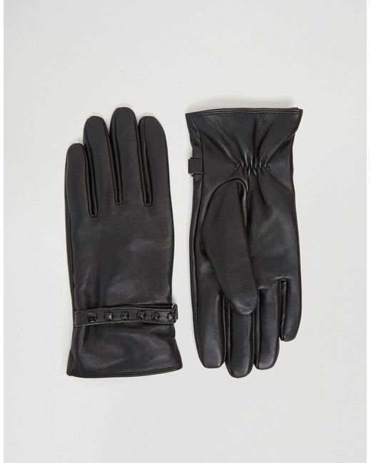 Asos Leather Gloves With Studding In