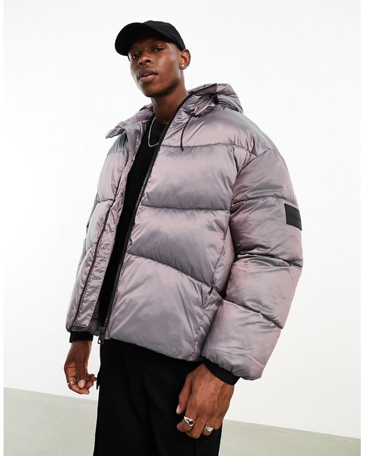 Calvin Klein Jeans two-tone ripstop puffer jacket iridescent