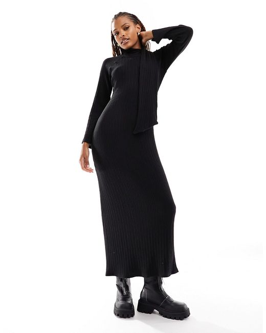 Asos Design long sleeve maxi dress with scarf neck detail