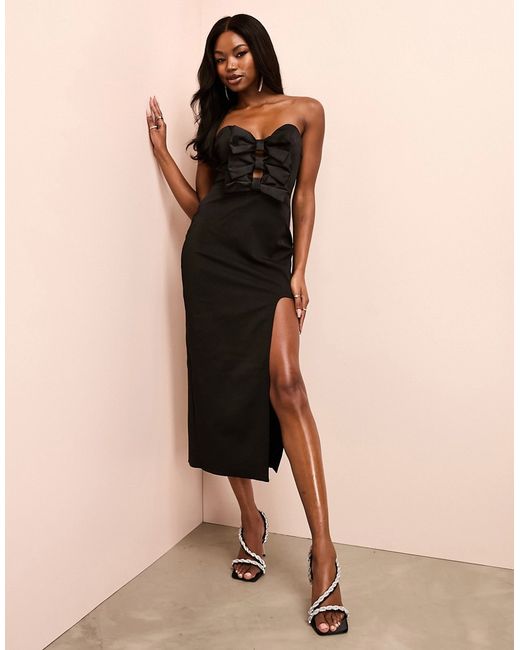 ASOS Luxe bandeau midi cocktail dress with bow details