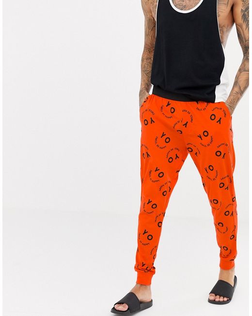 Asos Design straight pyjama bottoms with smile print