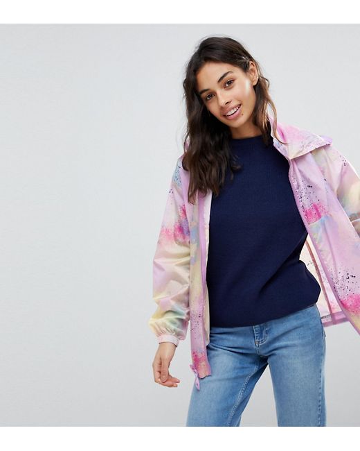 ASOS Petite Rain Jacket with Fanny Pack in Pastel Spray Paint