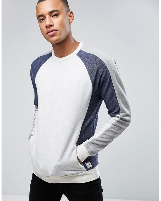 Only & Sons Sweatshirt With Raglan Sleeves in Mixed Fabric