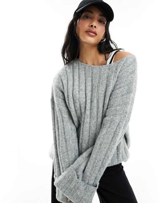 Asos Design oversized scoop neck sweater with turn back cuffs rib
