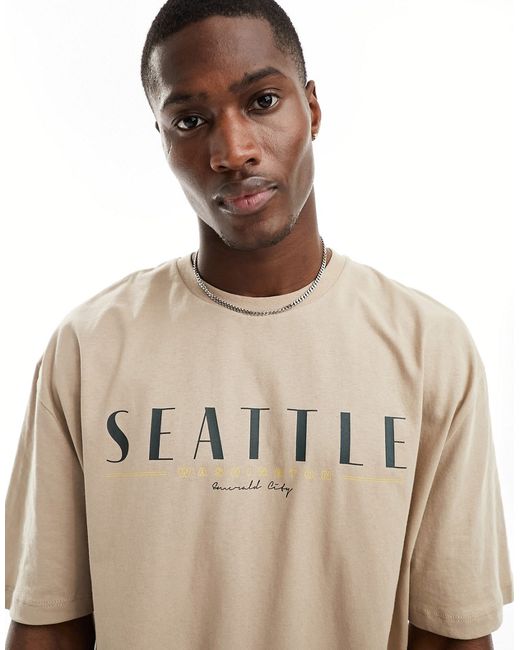 Asos Design oversized t-shirt with chest Seattle print-