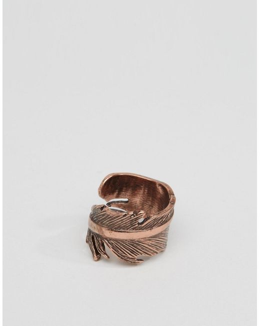 Icon Brand Feather Ring In Copper