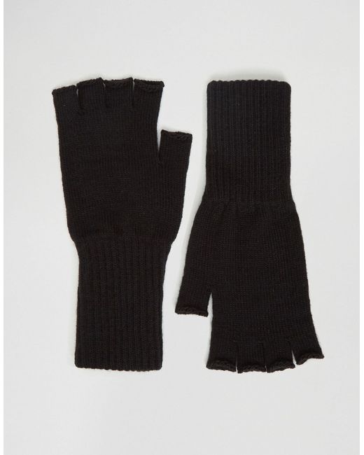 Asos Fingerless Gloves With Long Cuff In