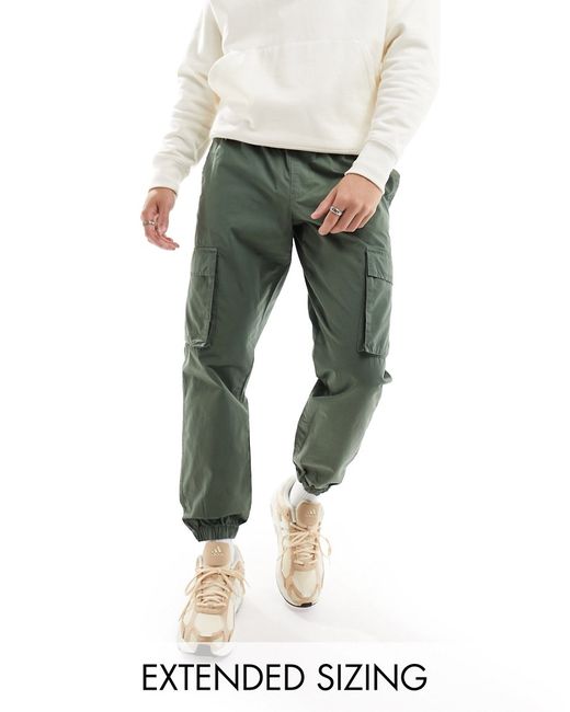 Asos Design tapered pull-on pants khaki with elasticized waist-
