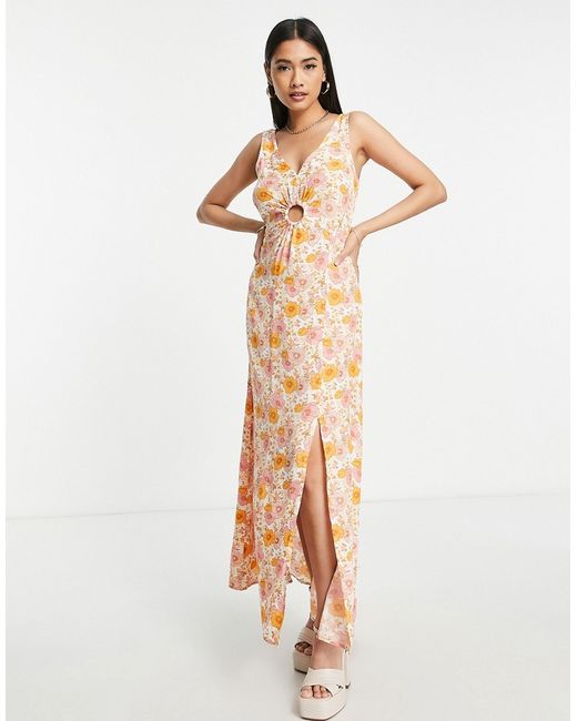 Other Stories blend maxi dress with split front and ring detail retro floral