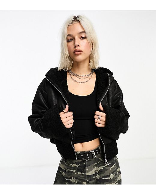 Collusion faux suede short aviator jacket