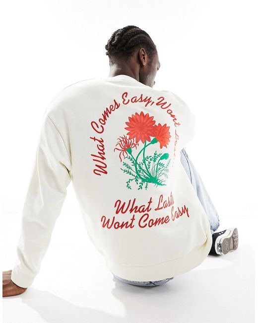 Asos Design oversized sweatshirt with back print off white-