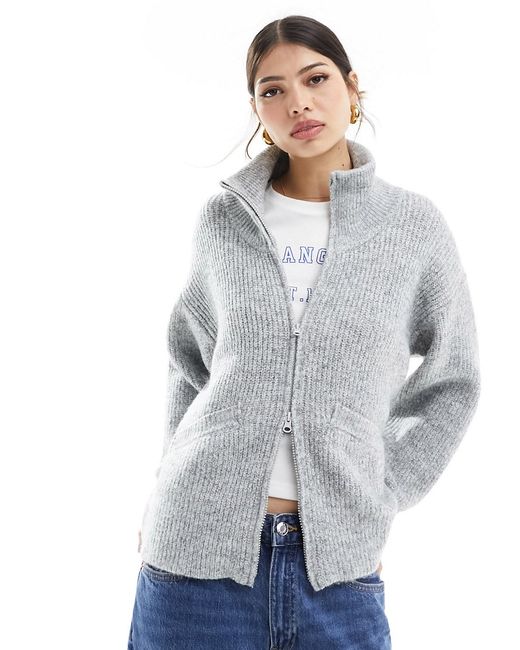 Pull & Bear soft touch zip through knit sweater