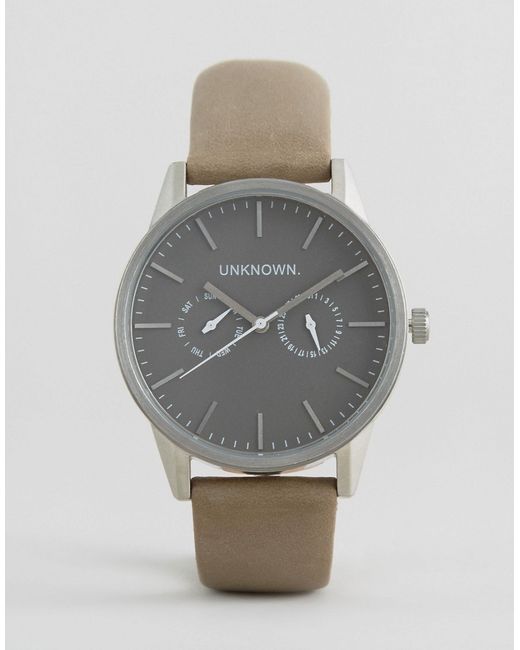 unknown Engineered Leather Watch In Stone Stone