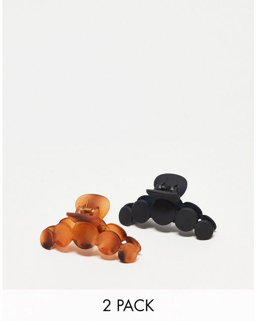 DesignB London 2-pack hair claws black and tortoiseshell-