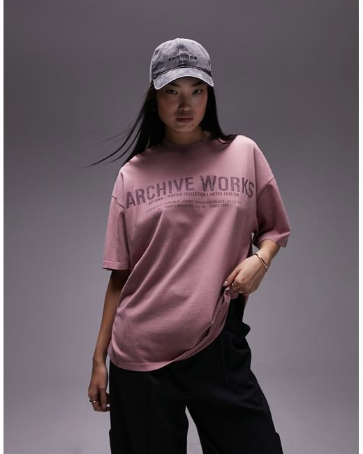 TopShop graphic archive works oversized tee dusty