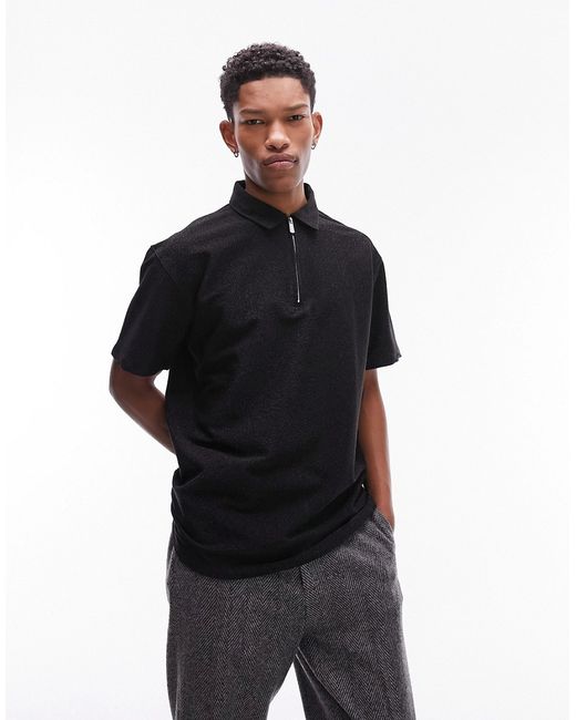 Topman oversized fit polo with glitter