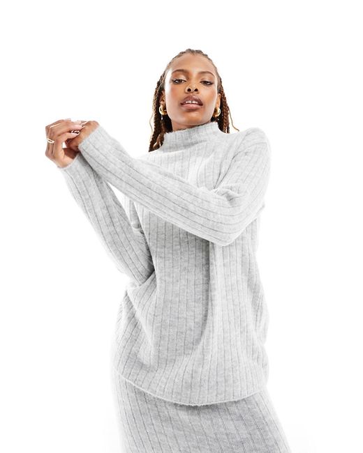 Asos Design oversized rib sweater with grown on neck part of a set