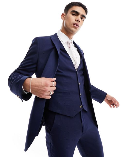 Asos Design wedding skinny suit jacket micro texture