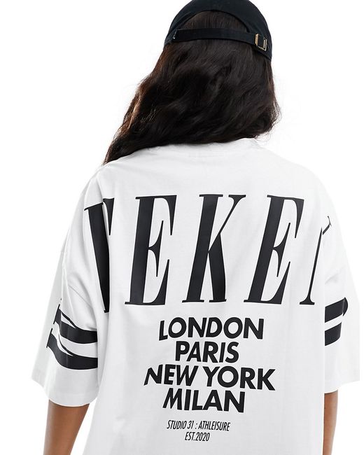 ASOS Weekend Collective oversized T-shirt with stacked back logo