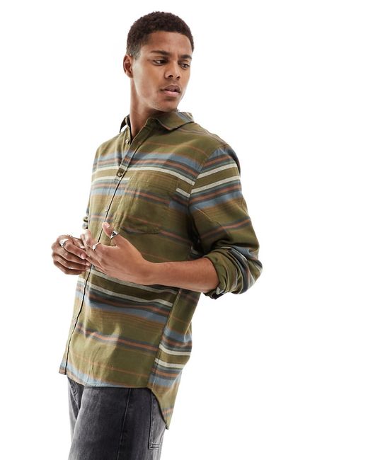 Cotton:On relaxed button front shirt khaki stripe-