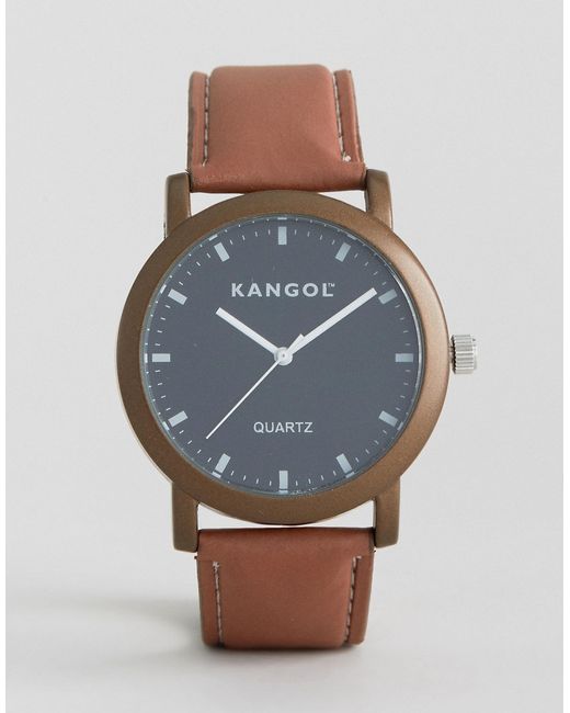 Kangol Tan Watch with Round Black Dial