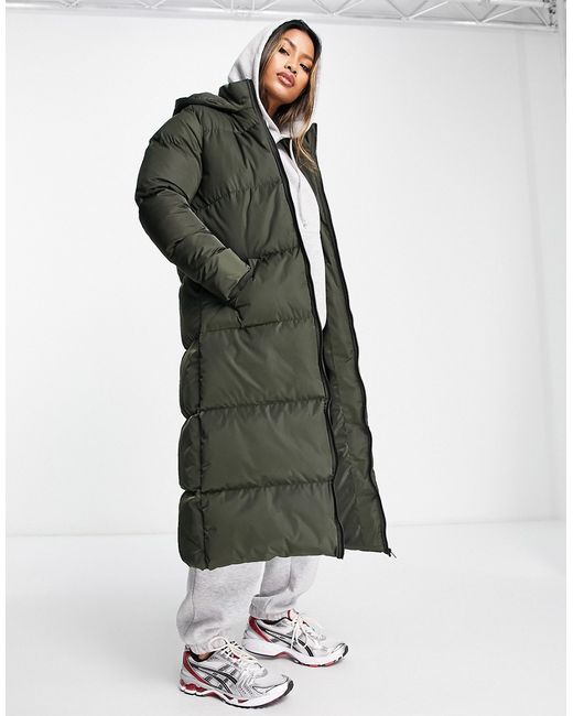 French Connection long length hooded padded jacket khaki-