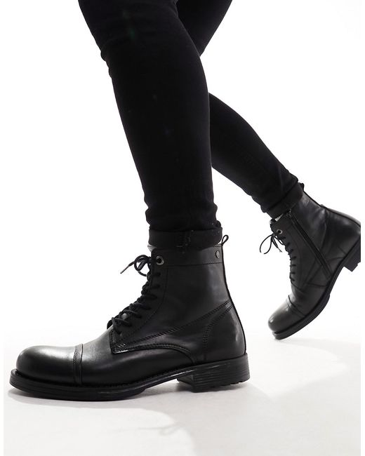 Jack & Jones leather lace up boot