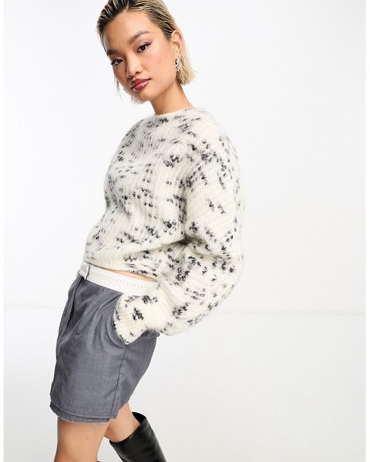 Other Stories wool blend fluffy knitted sweater mono speckled pattern-