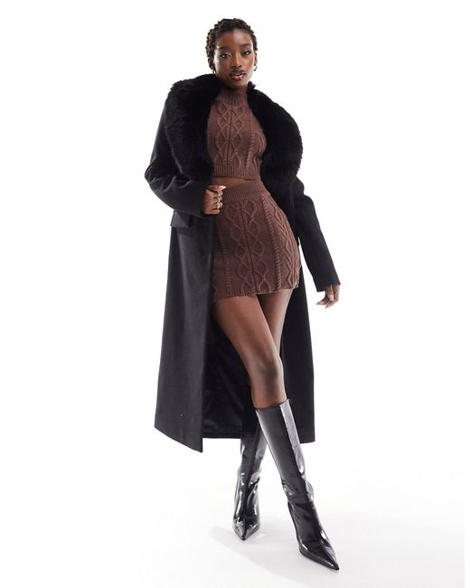 River Island tailored coat with faux fur collar