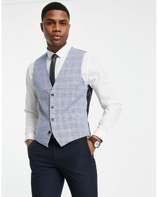 French Connection linen checked vest
