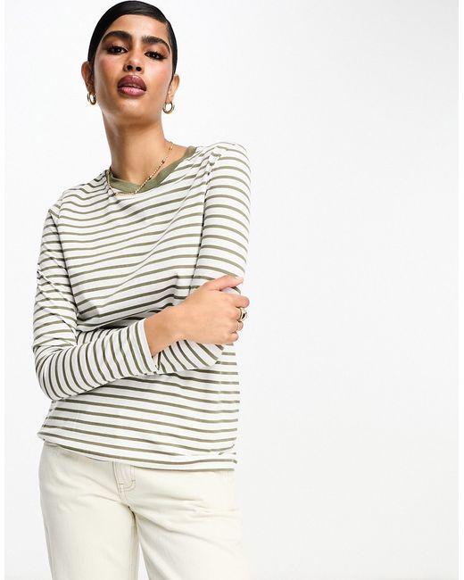 Selected Femme long sleeve T-shirt khaki stripe-