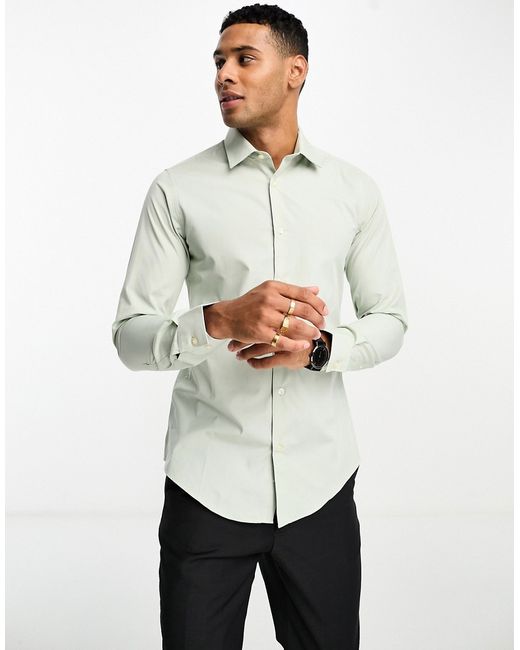 French Connection skinny smart shirt sage-