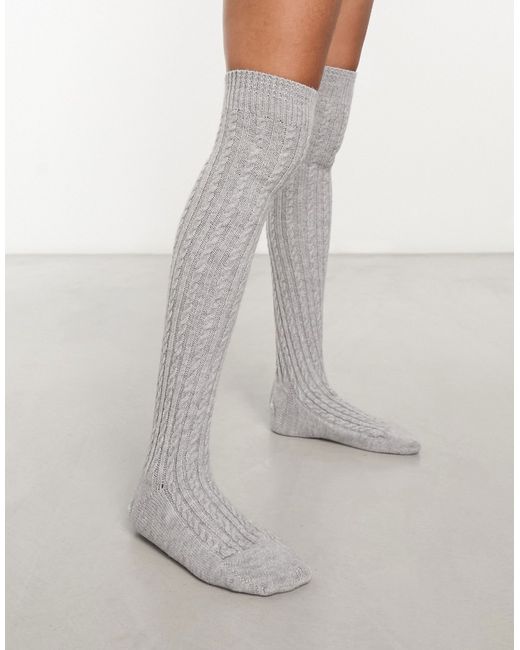 My Accessories London cable knit long socks