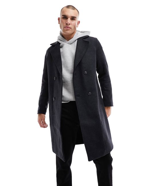 Only & Sons oversized wool mix overcoat check