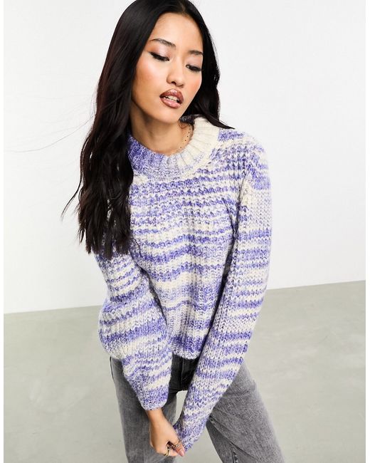 Only chunky knit sweater blue and white space dye-