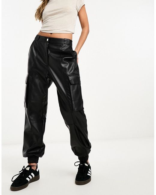 River Island utility faux leather cargo pants