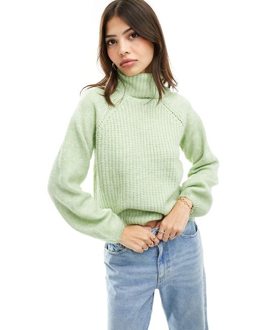Jdy roll neck puff sleeve sweater pale