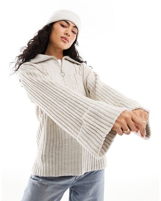 Pieces high neck quarter zip knit sweater light