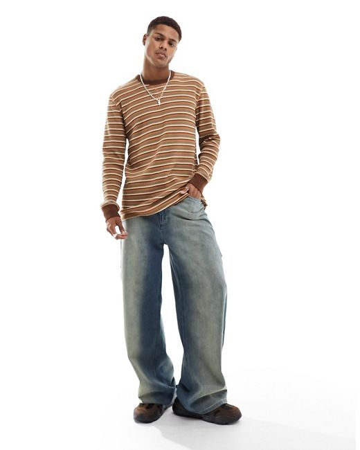Cotton:On relaxed long sleeve T-shirt brown stripe-