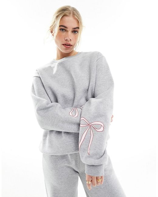 Asos Design sweatshirt with bow detail heather part of a set