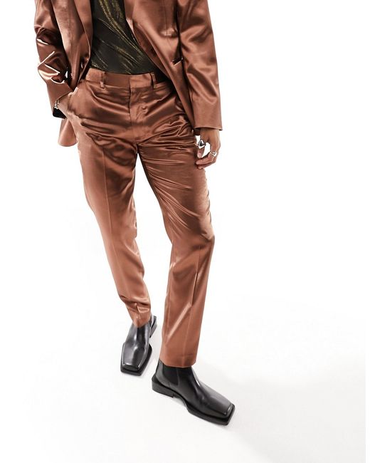 Asos Design skinny suit pants satin