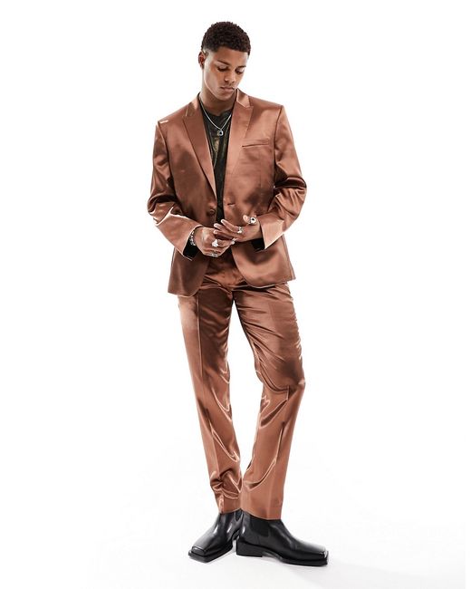 Asos Design skinny suit jacket satin