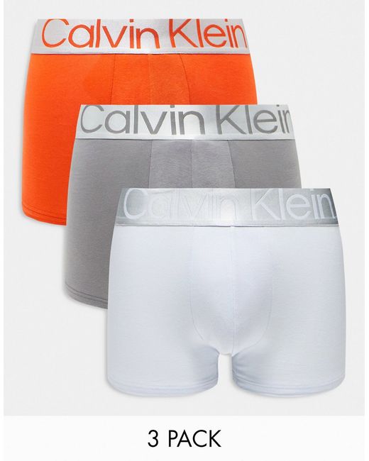 Calvin Klein Steel 3-pack trunks blue gray and orange-