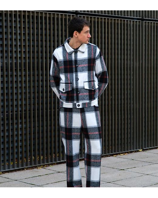 Labelrail x Isaac Hudson brushed check wide leg turn-up pants part of a set