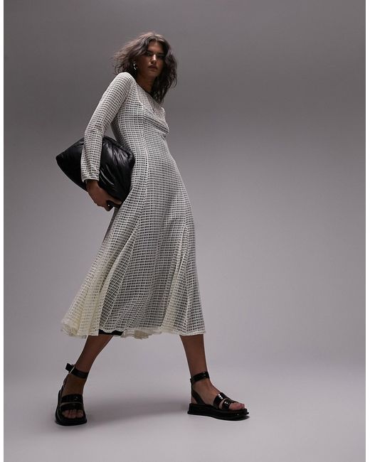 TopShop netted lace full skirt maxi dress ecru-