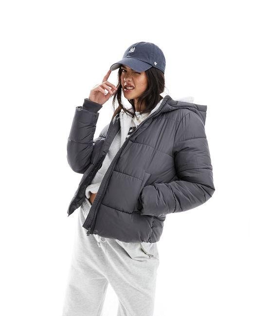 Pieces padded coat with hood charcoal