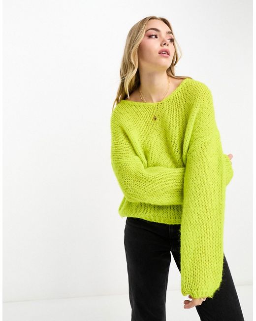 Vero Moda v neck textured knit sweater sulphur-