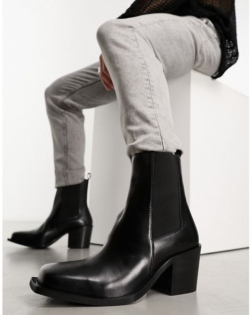 Walk London Nola cuban heeled boots leather